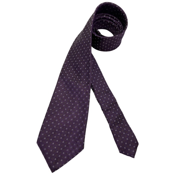 ROSI & GHEZZI Purple/White Geometric Silk LUXURY Tie ITALY - Picture 1 of 5